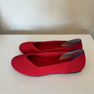 NWOT ROTHY’S “The Flat in Bright Red” Ballet Ballerina Flats Shoes - Washable!